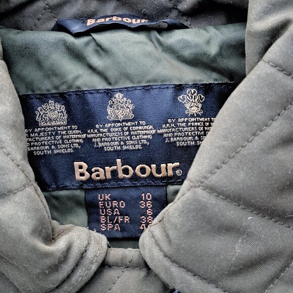 %Barbour Women's Olive Quilted Gilet Vest Size 6 - Picture 3 of 9